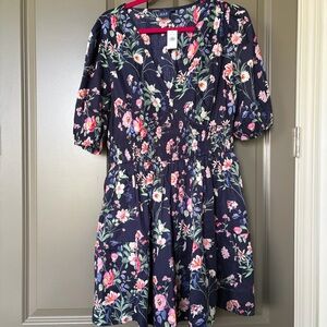 GAP Navy Floral V-Neck Dress